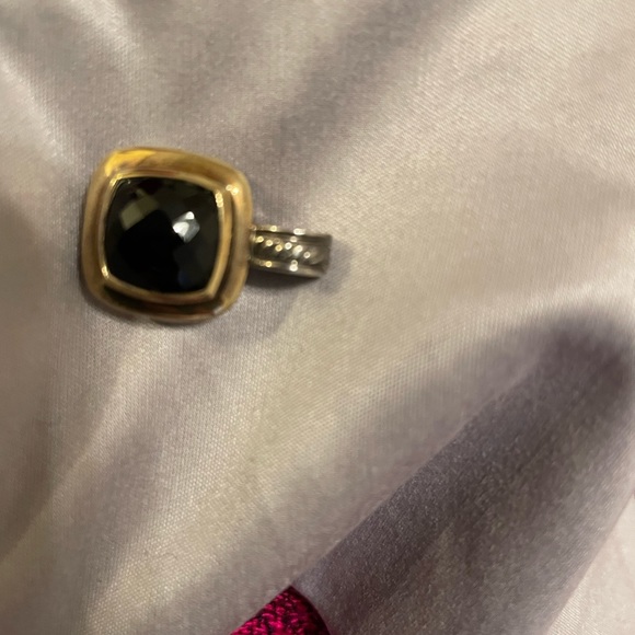 David Yurman 20mm Black Onyx Enhancer Pendant Sterling Silver 18k Gold - Picture 4 of 13